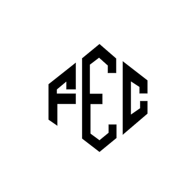 Diseño del logotipo de la FEC con letras en forma de polígono FEC diseño del logotipo en forma de póligono y cubo FEC hexágono modelo de logotipo vectorial colores blanco y negro FEC monograma negocio y logotipo de bienes raíces