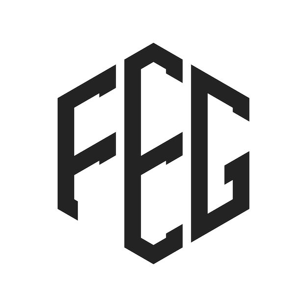 Diseño del logotipo FEG Letra inicial FEG Monograma Logotipo con forma de hexágono