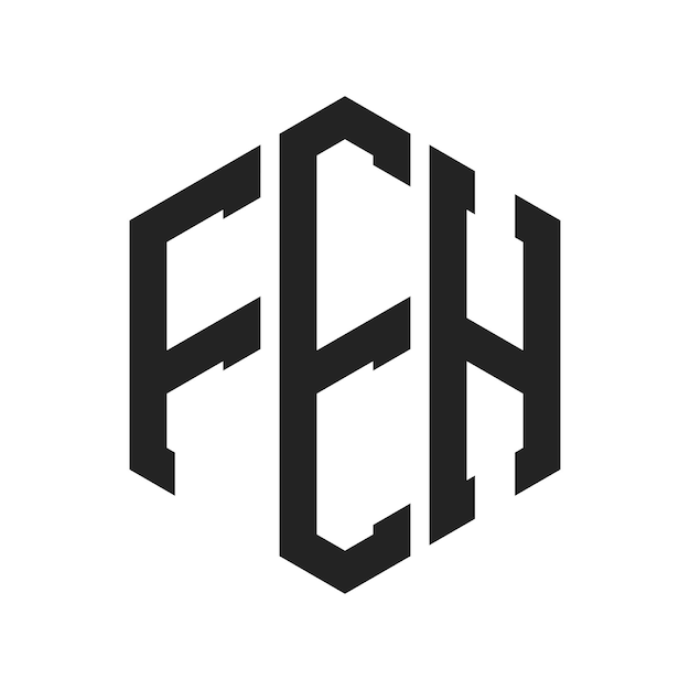 Diseño del logotipo FEH Letra inicial FEH Monograma Logotipo con forma de hexágono