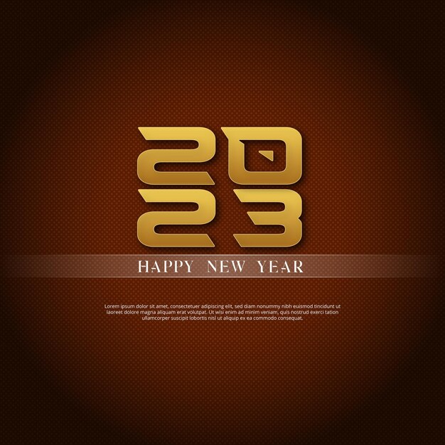 Diseño de logotipo de feliz año nuevo 2023 y plantilla de vector de tipografía de texto de año nuevo 2023