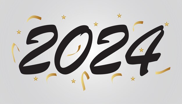 Diseño de logotipo de feliz año nuevo 2024 Plantilla de diseño Diseño de banner de cartel de tipografía de celebración
