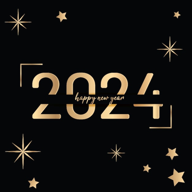 Vector diseño del logotipo feliz año nuevo 2024