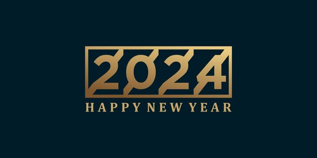 diseño de logotipo de feliz año nuevo 2024