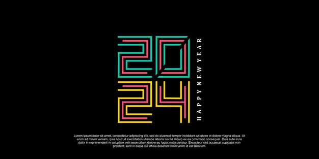 diseño de logotipo de feliz año nuevo 2024