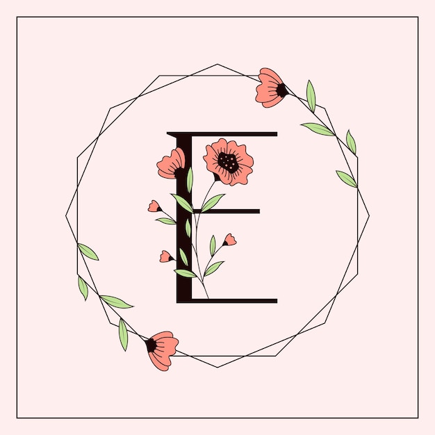 Vector diseño de logotipo femenino con letra e floral