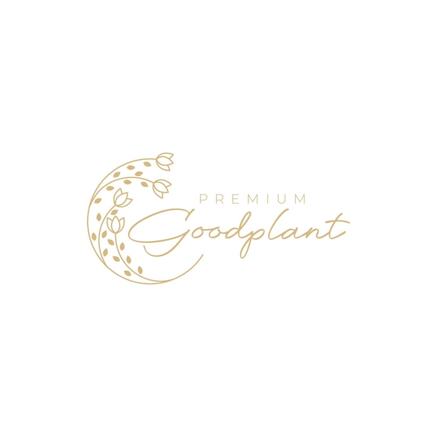 Diseño de logotipo femenino de líneas geométricas hojas y flores.