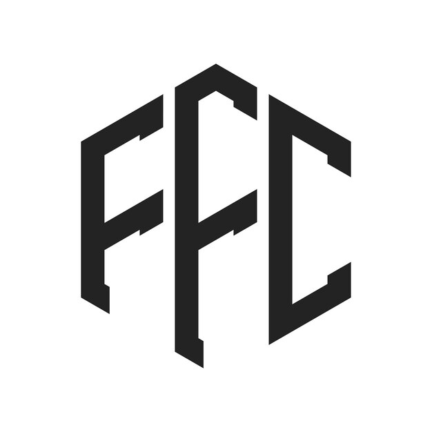 Diseño del logotipo FFC Letra inicial FFC Monograma Logotipo con forma de hexágono