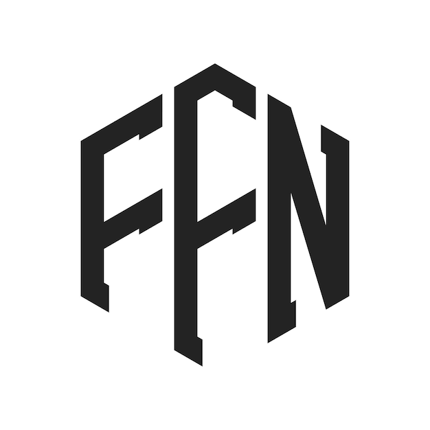 Diseño del logotipo FFN Letra inicial FFN Monograma Logotipo con forma de hexágono