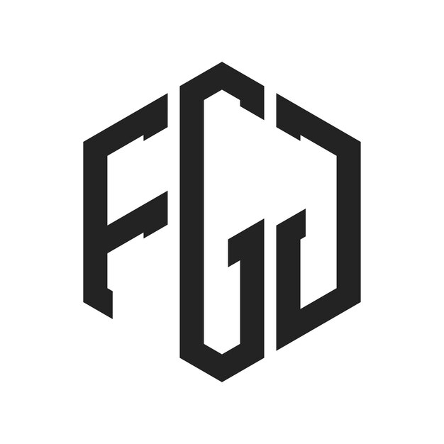 Diseño del logotipo de FGJ Letra inicial FGJ Monograma Logotipo con forma de hexágono