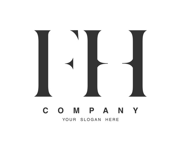 Diseño del logotipo FH Letra inicial f y h estilo de fuente serif Tipo de letra clásica creativa del nombre de la empresa Logotipo o identidad de moda