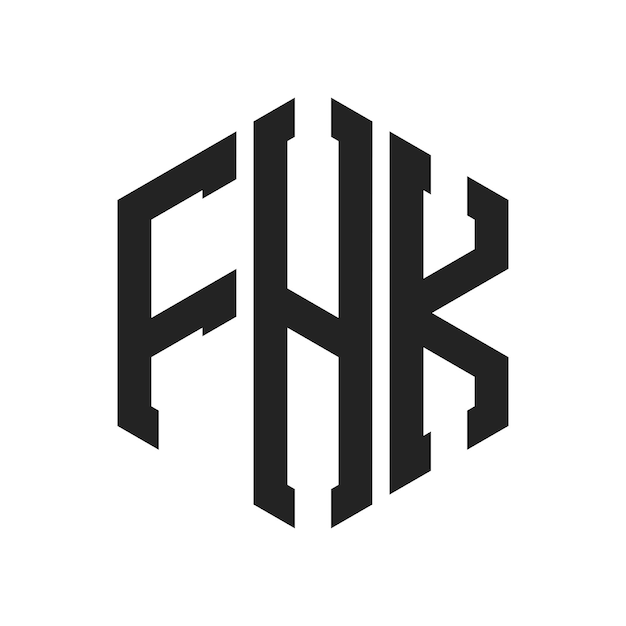 Diseño del logotipo de FHK Letra inicial FHK Monograma Logotipo con forma de hexágono