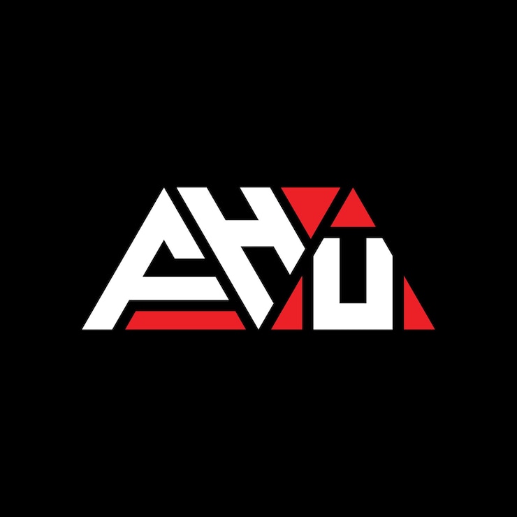 Vector diseño del logotipo de fhu con letras triangulares en forma de triángulo fhu diseño del logotipo triangular con monograma fhu triángulo vectorial plantilla del logotipo con color rojo fhu logotipo triangle sencillo elegante y lujoso logotipo fhu