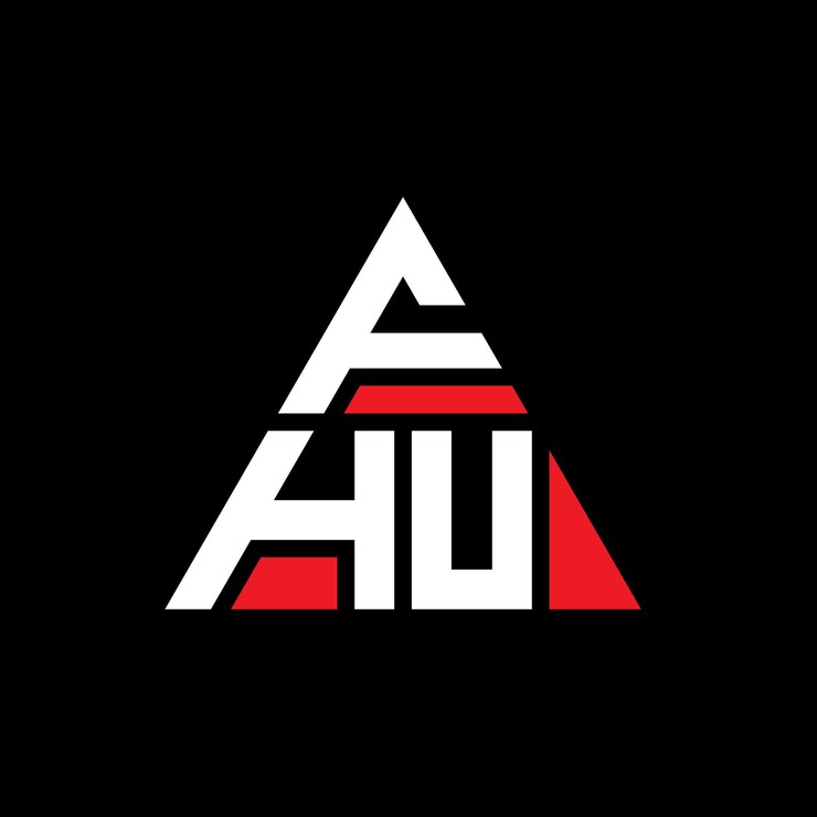 Vector diseño del logotipo de fhu con letras triangulares en forma de triángulo fhu diseño del logotipo triangular con monograma fhu triángulo vectorial plantilla del logotipo con color rojo fhu logotipo triangle sencillo elegante y lujoso