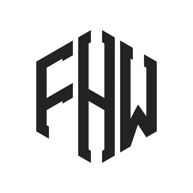 Diseño del logotipo de FHW Letra inicial FHW Monograma Logotipo con forma de hexágono
