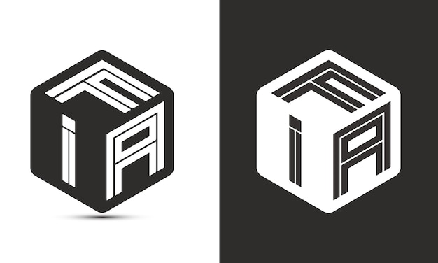 Diseño del logotipo de la FIA con letras con ilustrador logotipo del cubo logotipo vectorial estilo de superposición de fuentes de alfabeto moderno
