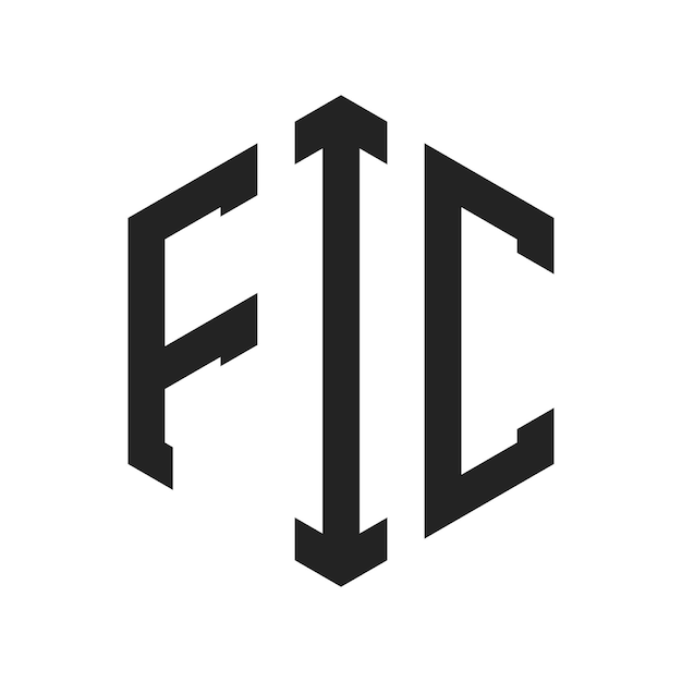 Diseño del logotipo FIC Letra inicial FIC Monograma Logotipo con forma de hexágono