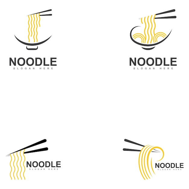 diseño de logotipo de fideos chinos plantilla de icono de ramen japonés ilustración vectorial
