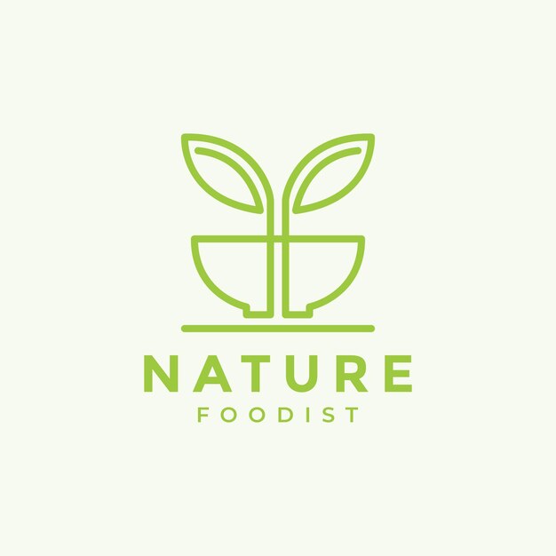 Diseño de logotipo de fideos de comida de hoja de tazón minimalista