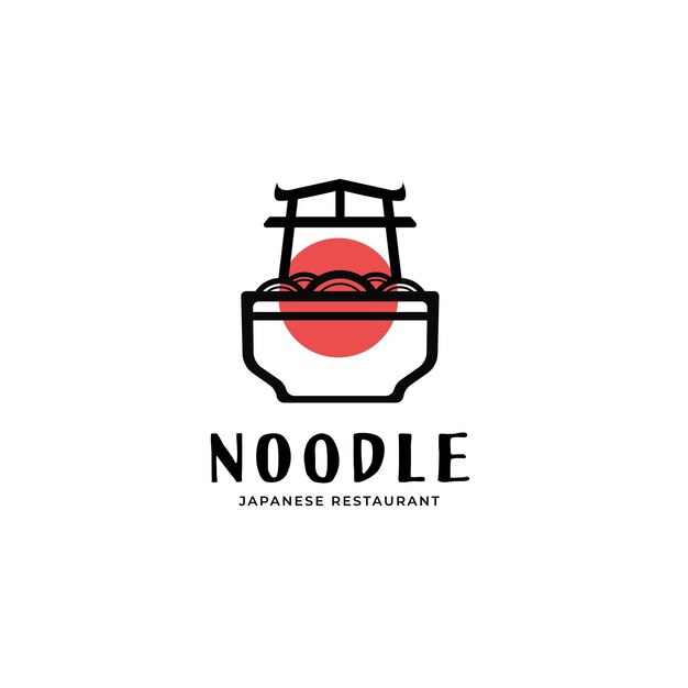 Diseño de logotipo de fideos de comida japonesa