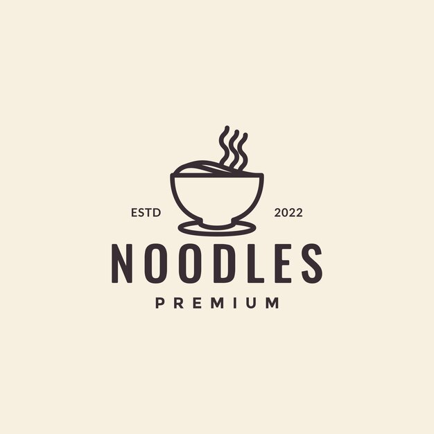 Diseño de logotipo de fideos hipster bowl