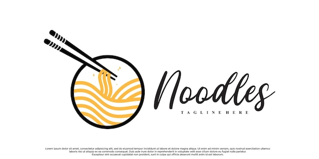 Diseño de logotipo de fideos o ramen con concepto creativo Vector Premium