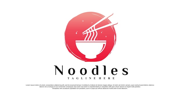 Diseño de logotipo de fideos o ramen con concepto creativo Vector Premium