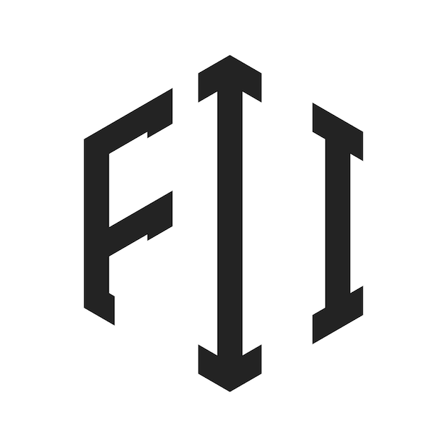 Diseño del logotipo FII Letra inicial FII Monograma Logotipo con forma de hexágono