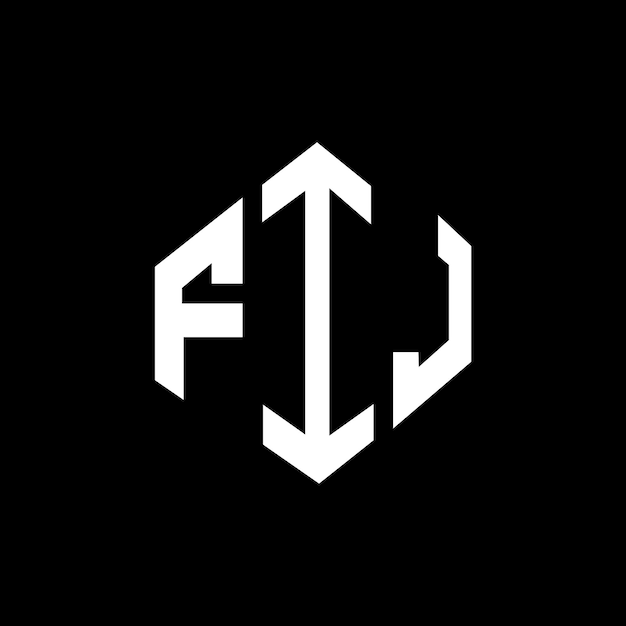 Diseño del logotipo de la FIJ con letras en forma de polígono FIJ diseño del logotipo en forma de póligono y cubo FIJ hexágono modelo de logotipo vectorial colores blanco y negro FIJ monograma de negocios y logotipo inmobiliario