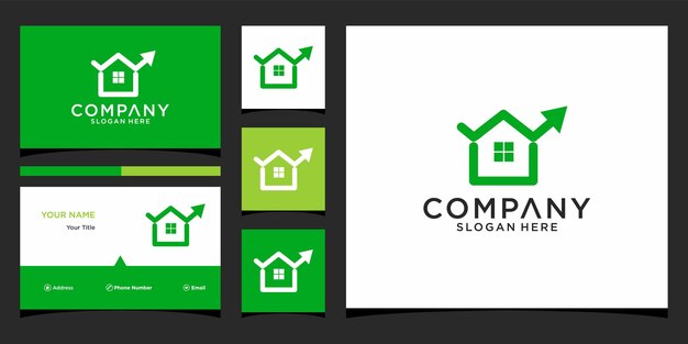 Diseño de logotipo financiero para el hogar con plantilla de tarjeta de negocios