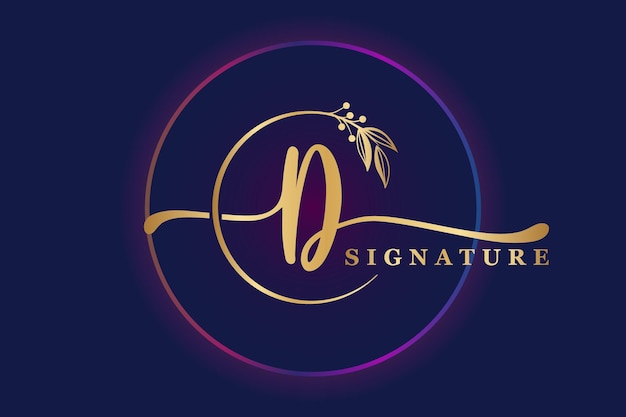 Diseño de logotipo de firma de lujo inicial a imagen de ilustración de diseño de logotipo de vector de escritura a mano
