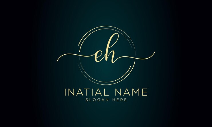 Vector diseño del logotipo de la firma manuscrita inicial del vector eh