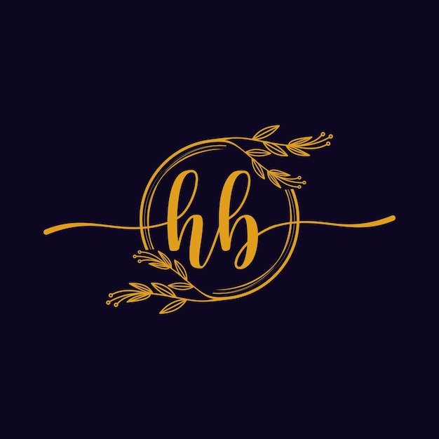 Vector diseño del logotipo de la firma vectorial inicial de dos letras hb