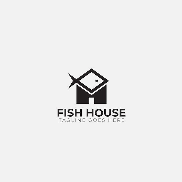 Vector el diseño del logotipo de fish and house es limpio y minimalista