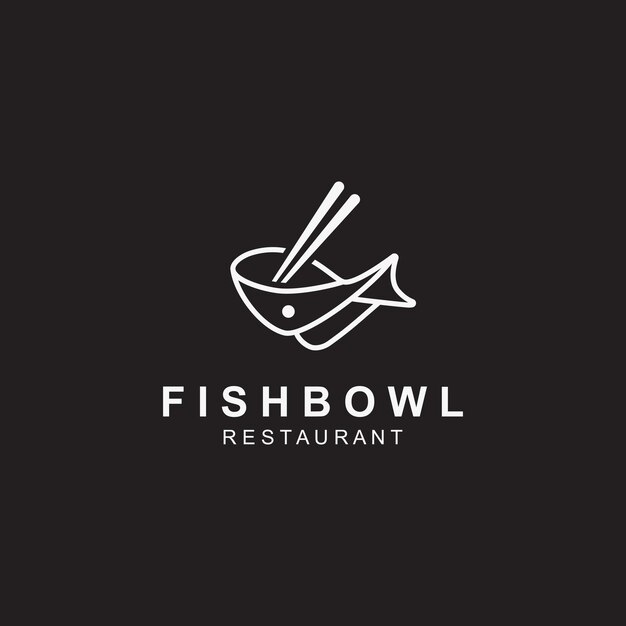 Diseño del logotipo de Fish Bowl Restaurante japonés Poke Sushi Mariscos plantilla de inspiración única