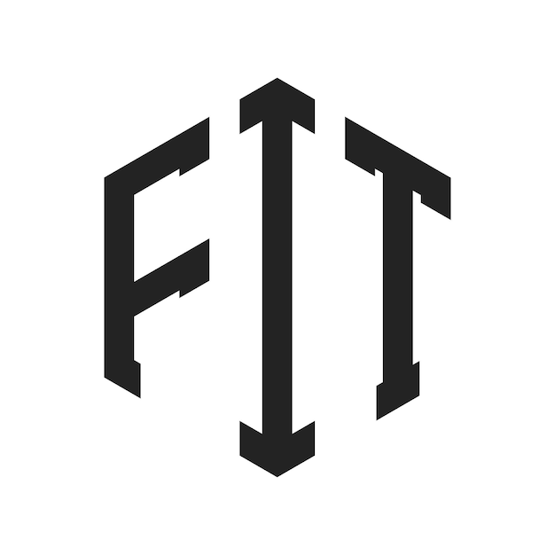 Diseño del logotipo FIT Letra inicial FIT Monograma Logotipo con forma de hexágono