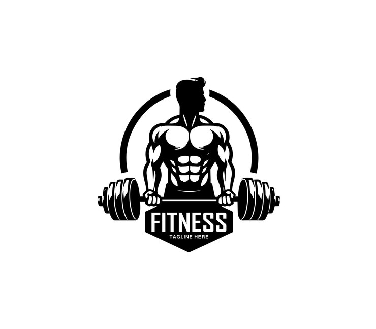 Diseño del logotipo de fitness y culturismo Silhueta del culturista Vector del logotipo del gimnasio del centro de fitness