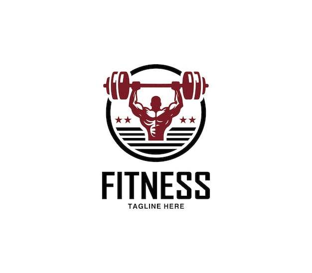 Diseño del logotipo de fitness y culturismo Silhueta del culturista Vector del logotipo del gimnasio del centro de fitness