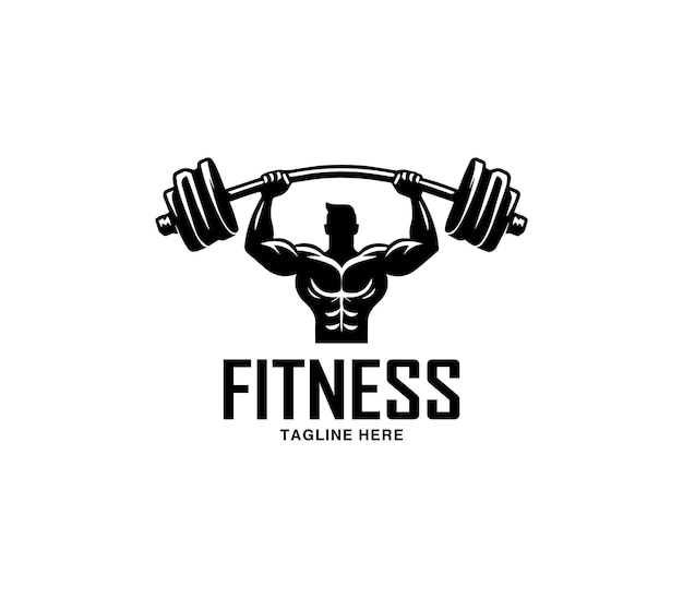 Diseño del logotipo de fitness y culturismo Silhueta del culturista Vector del logotipo del gimnasio del centro de fitness