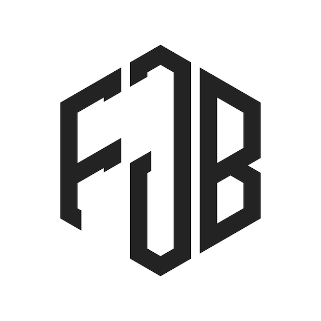 Diseño del logotipo de FJB Letra inicial FJB Monograma Logotipo con forma de hexágono