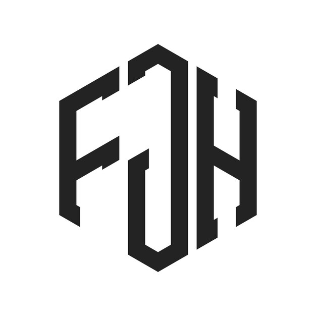 Diseño del logotipo de FJH Letra inicial FJH Monograma Logotipo con forma de hexágono