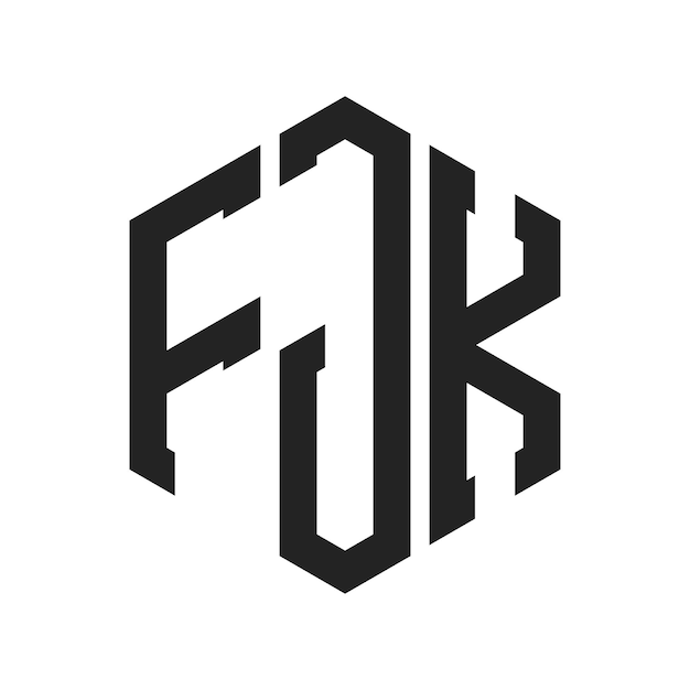 Diseño del logotipo de FJK Letra inicial FJK Monograma Logotipo con forma de hexágono