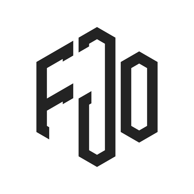 Diseño del logotipo FJO Letra inicial FJO Monograma Logotipo con forma de hexágono