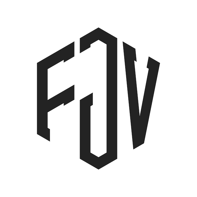 Diseño del logotipo de FJV Letra inicial FJV Monograma Logotipo con forma de hexágono