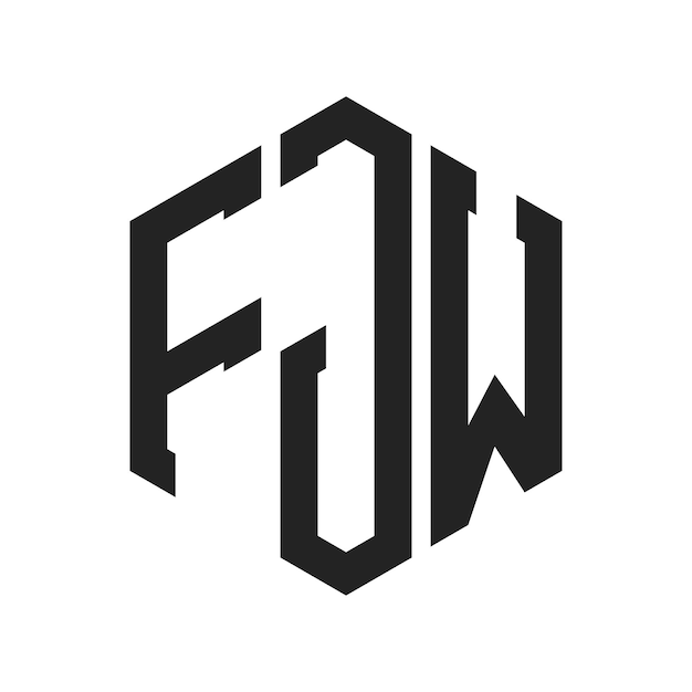 Diseño del logotipo de FJW Letra inicial FJW Monograma Logotipo con forma de hexágono