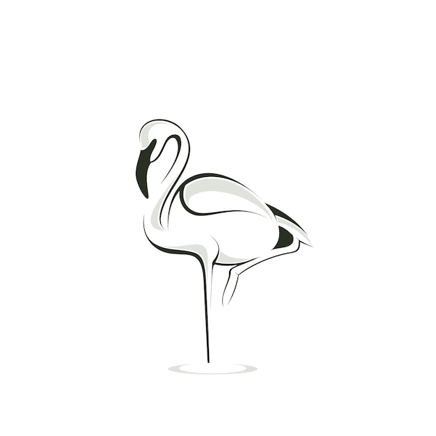 diseño de logotipo de flamenco de esquema de icono
