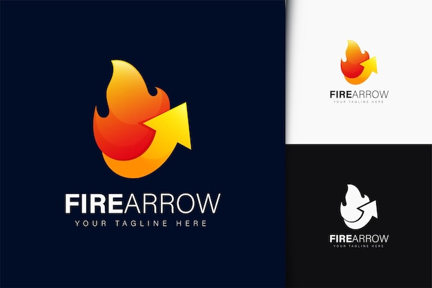 Diseño de logotipo de flecha de fuego con degradado