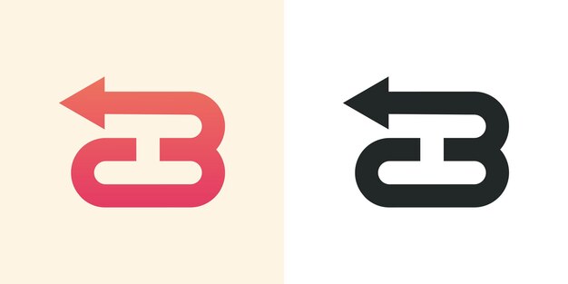 Diseño de logotipo de flecha hb de letra vectorial