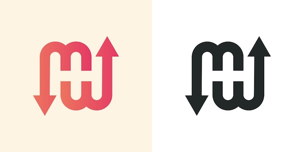 Diseño de logotipo de flecha hh de letra vectorial