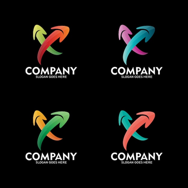 Diseño de logotipo de flecha de letra X, plantilla de logotipo vectorial