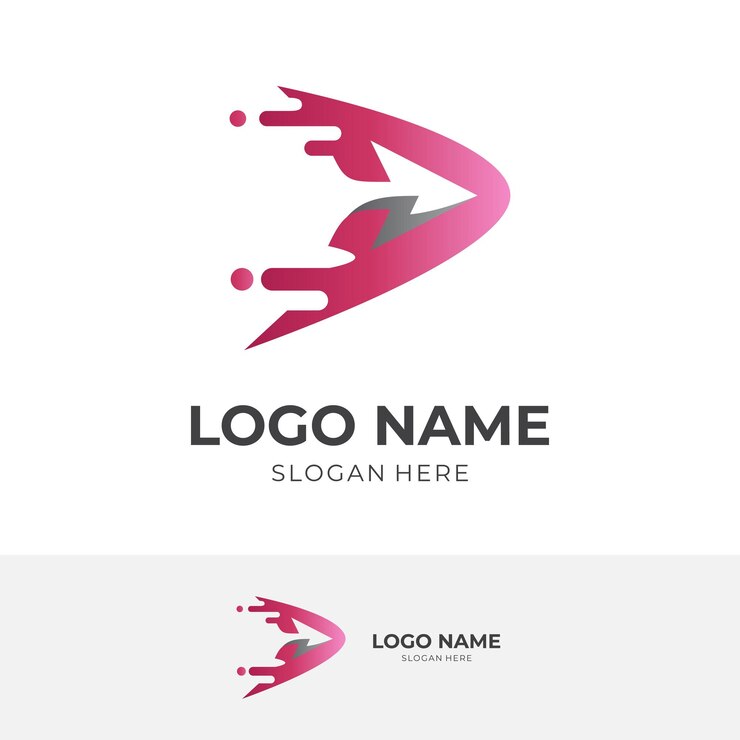 Vector diseño de logotipo de flecha rápida con estilo de color rojo plano